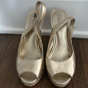 Lilly Pulitzer gold wedge heels